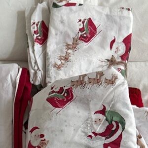 Pottery Barn Kids White and Red Santa Bedding Set